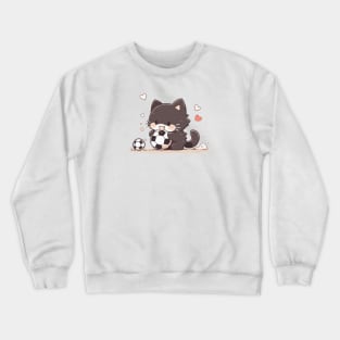 Black cat and football Crewneck Sweatshirt